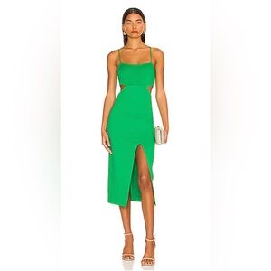 h:ours Vibrant Green Cutout Midi Dress